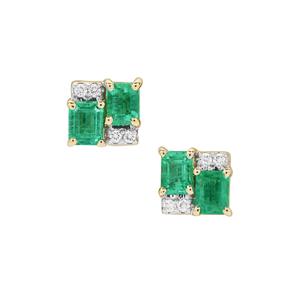 Panjshir Emerald & Diamond 18K Gold Tomas Rae Earrings MTGW 0.90ct