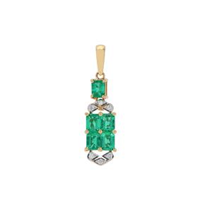 Panjshir Emerald & Diamond 18K Gold Tomas Rae Pendant MTGW 1.35cts