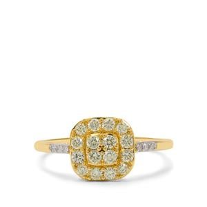 1/2ct Yellow & White Diamond 9K Gold Ring