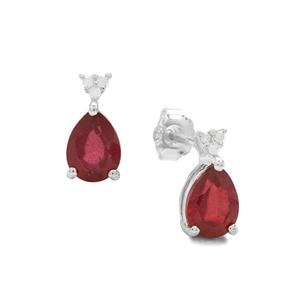 Ruby & Diamond Sterling Silver Earrings