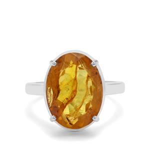 3.90ct Caribbean Amber Sterling Silver Ring 
