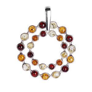 Baltic Cognac, Cherry & Champagne Amber Sterling Silver Pendant
