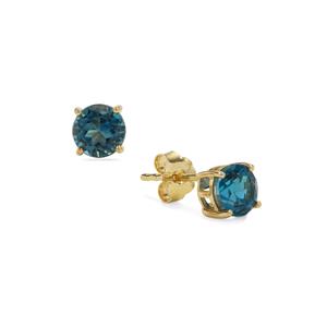 London Blue Topaz 9K Gold Earrings 