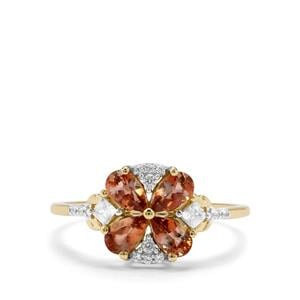 Sopa Andalusite & White Zircon 9K Gold Ring ATGW 1.03cts
