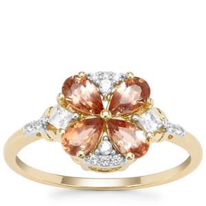Sopa Andalusite Ring with White Zircon in 9K Gold 1.03cts