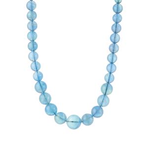 240.85ct Blue Fluorite Gold Tone Sterling Silver Graduated Necklace