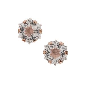 6.05ct Snowflake Cut Cullinan Topaz 9K Rose Gold Earrings