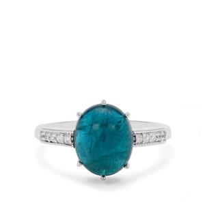 Neon Apatite & White Zircon Sterling Silver Ring ATGW 4.84cts