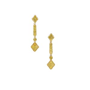 1.05ct Natural Yellow Diamonds 9K Gold Earrings 