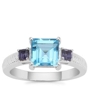 Swiss Blue Topaz Ring with Iolite in Sterling Silver 2.22cts