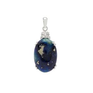 Afghanite & White Zircon Sterling Silver Pendant ATGW 18cts