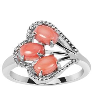 Queen Conch (4x5.6mm) & White Zircon Sterling Silver Ring