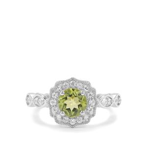Red Dragon Peridot & White Zircon Sterling Silver Ring ATGW 1.84cts