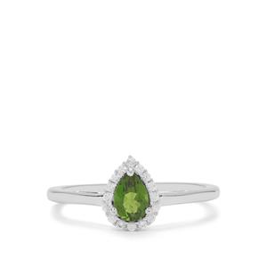 Chrome Diopside & White Zircon Sterling Silver Ring ATGW 0.60ct