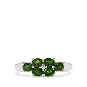 Chrome Diopside & White Zircon Sterling Silver Ring ATGW 1.11cts