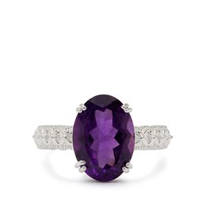 6cts Tanzanian Amethyst Sterling Silver Ring 