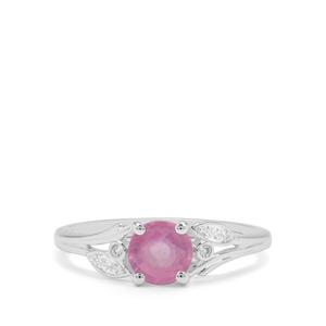 Ilakaka Hot Pink Sapphire & White Zircon Sterling Silver Ring ATGW 1.14cts (F)
