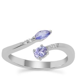 Tanzanite Ring with White Zircon in Sterling Silver 0.35ct