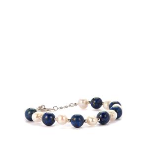 Lapis Lazuli & Kaori Cultured Pearl Sterling Silver Bracelet
