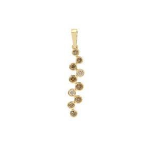 1/3ct Golden Ivory, Champagne Diamond 9K Gold Pendant  