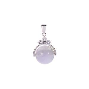 Type A Lavender Jadeite & White Topaz Sterling Silver Pendant ATGW 18.39cts