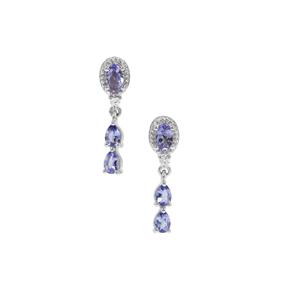 Tanzanite Earrings with White Zircon in Sterling Silver 1.05cts