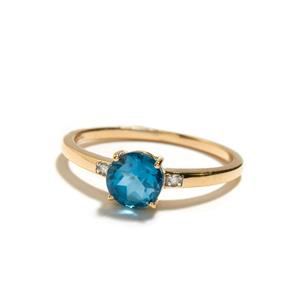 Blue Topaz & Diamond 9K Gold Ring