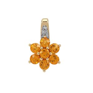 Nigerian Mandarin Garnet & White Zircon 9K Gold Pendant ATGW 1.65cts