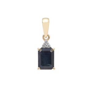 Ethiopian Blue Sapphire Pendant with White Zircon in 9K Gold 1.95cts