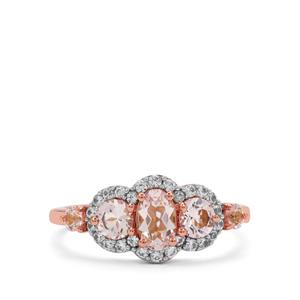 Idar Pink Morganite & White Zircon 9K Rose Gold Ring ATGW 1.30cts