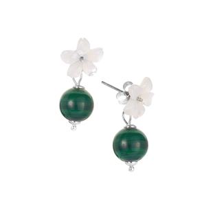 Malachite & Mother of Pearl Gold Tone Sterling Silver Earrings 