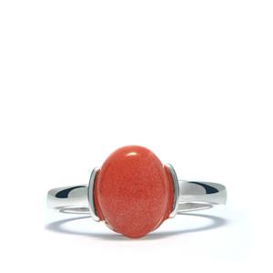 2.50cts Nanhong Red Agate Sterling Silver Ring 