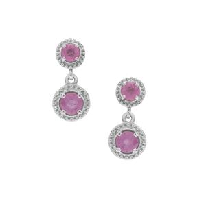 2.05ct Ilakaka Hot Pink Sapphire Sterling Silver  Earrings (F)