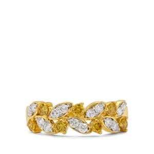 3/4ct Honey, White Diamond 18K Gold Lorique Ring 