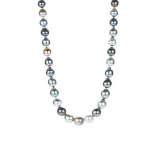 Tahitian Cultured Pearl Sterling Silver Necklace (11x8mm)