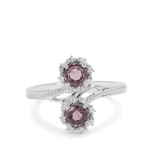 Burmese Purple Spinel & White Zircon Sterling Silver Ring ATGW 1.05cts