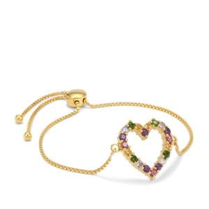 1.70ct Kaleidoscope Gemstones Midas Heart Slider Bracelet 
