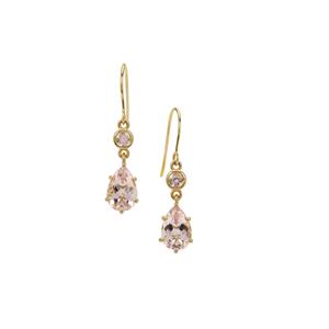 2.45ct Pink Morganite 9K Gold Earrings 