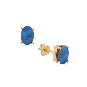 Crystal Opal on Ironstone 9K Gold Earrings 