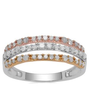 Diamond Ring in Three Tone Gold Plated Sterling Silver 0.51ct