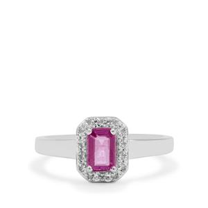 Ilakaka Hot Pink Sapphire & White Zircon Sterling Silver Ring ATGW 1cts (F)