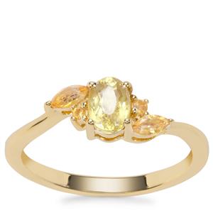 Ambilobe Sphene Ring with Diamantina Citrine in 9K Gold 0.75ct
