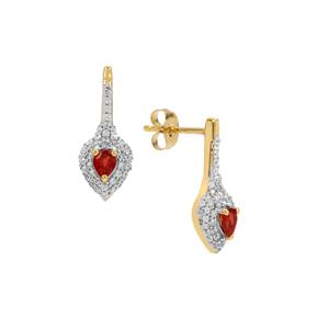 Songea Red Sapphire & White Zircon Midas Earrings ATGW 1cts