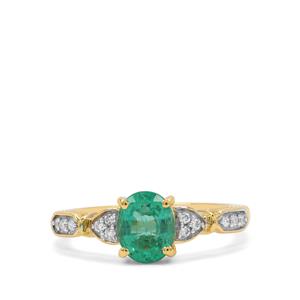 Ethiopian Emerald & Diamond 18K Gold Tomas Rae Ring MTGW 1.40cts