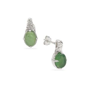 2.75ct Green Serpentine Sterling Silver Earrings 