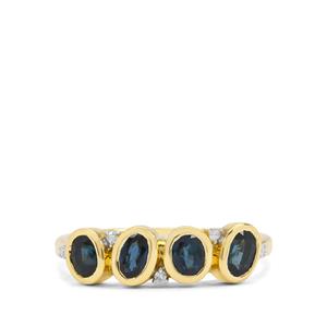Nigerian Blue Sapphire & Diamond 9K Gold Ring ATGW 1.05cts