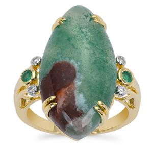 Aquaprase™, Zambian Emerald Ring with Diamond in 9K Gold 12.05cts