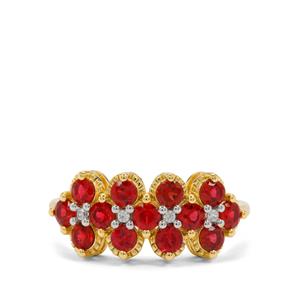 Burmese Red Spinel & White Zircon 9K Gold Ring ATGW 1.30cts