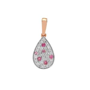 Pink Sapphire & Diamond 9K Rose Gold Pendant ATGW 0.33cts
