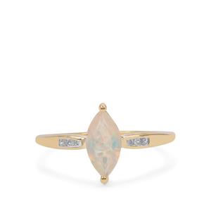 Ethiopian Opal Ring with White Zircon in 9K Gold 0.65ct